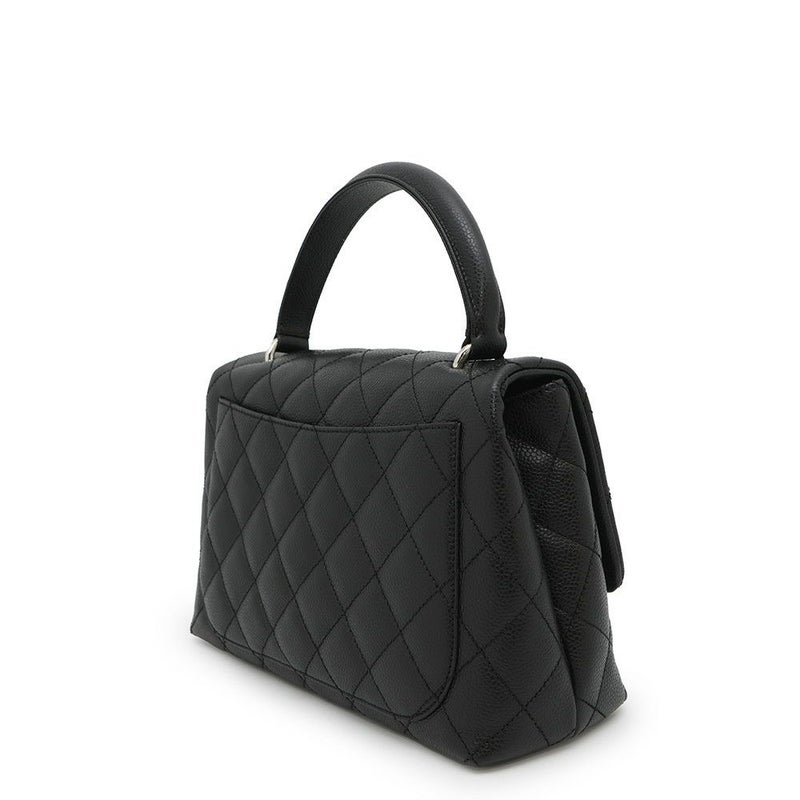 シャネル ハンドバッグ マトラッセ トップハンドル ココマーク キャビアスキン CHANEL 黒