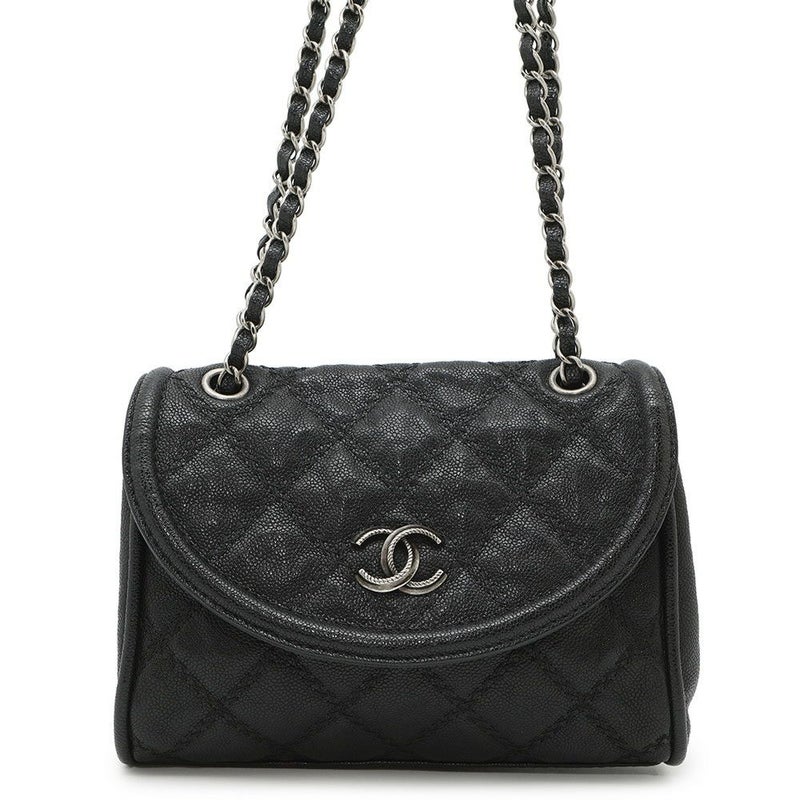 シャネル チェーンショルダーバッグ ココマーク キャビアスキン CHANEL 黒
