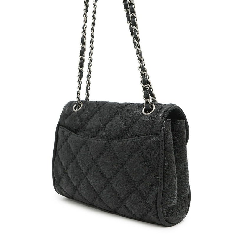 シャネル チェーンショルダーバッグ ココマーク キャビアスキン CHANEL 黒