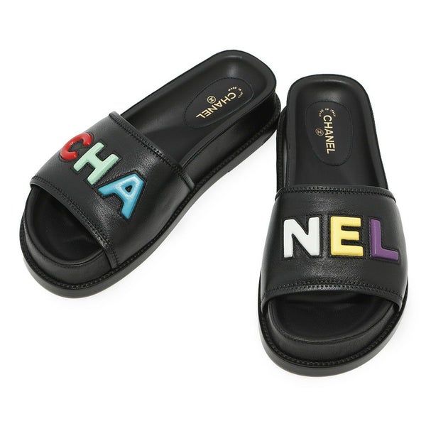 シャネル サンダル ココマーク CHANELロゴ レザー レディースサイズ37C G38933 CHANEL 靴 黒