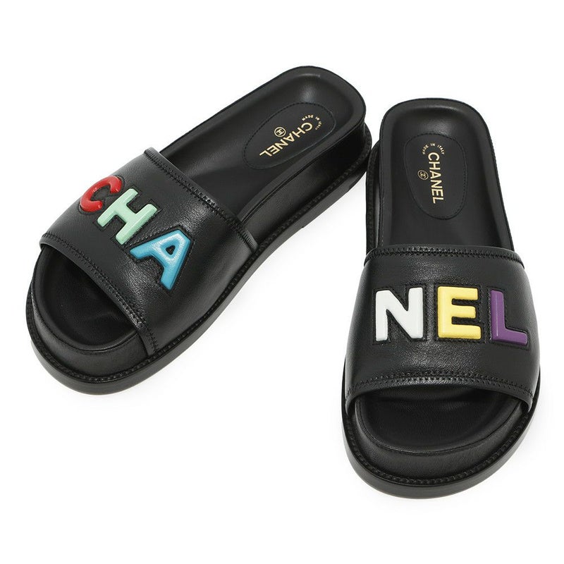 シャネル サンダル ココマーク CHANELロゴ レザー レディースサイズ37C G38933 CHANEL 靴 黒