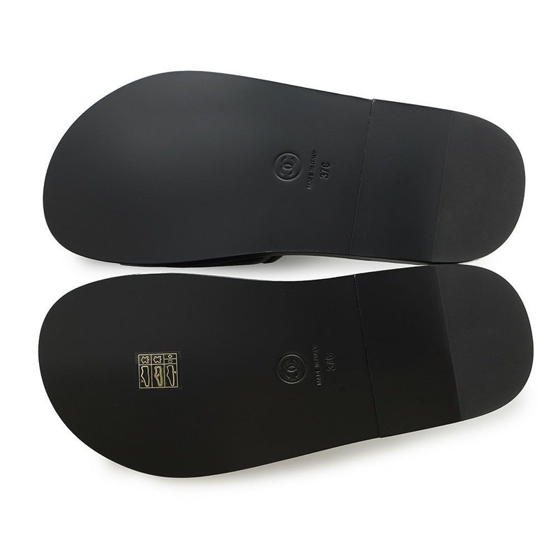 シャネル サンダル ココマーク CHANELロゴ レザー レディースサイズ37C G38933 CHANEL 靴 黒