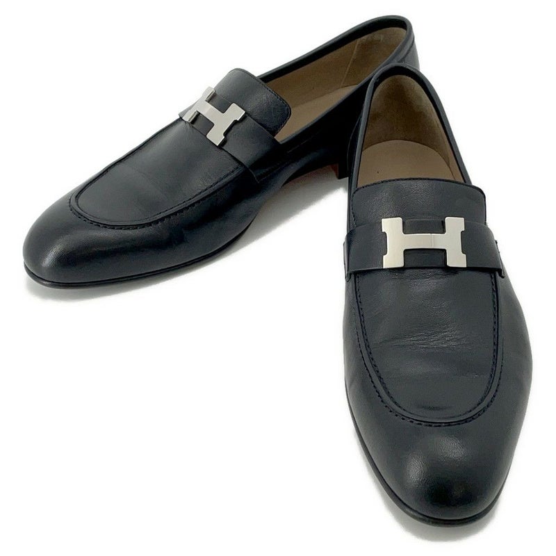 エルメス モカシン パリ レザー メンズサイズ44 HERMES 靴 黒