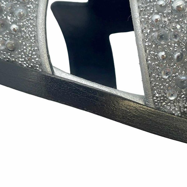 エルメス サンダル オラン ビジュー レディースサイズ37 1/2 HERMES 靴 黒