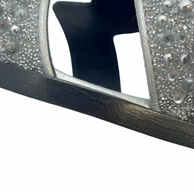 エルメス サンダル オラン ビジュー レディースサイズ37 1/2 HERMES 靴 黒