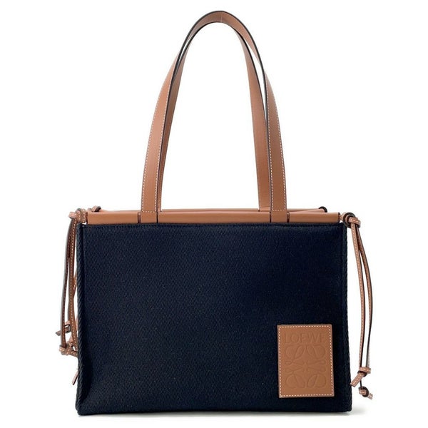 ロエベ トートバッグ アナグラム クッショントート スモール キャンバス レザー A612A93X18 LOEWE 黒