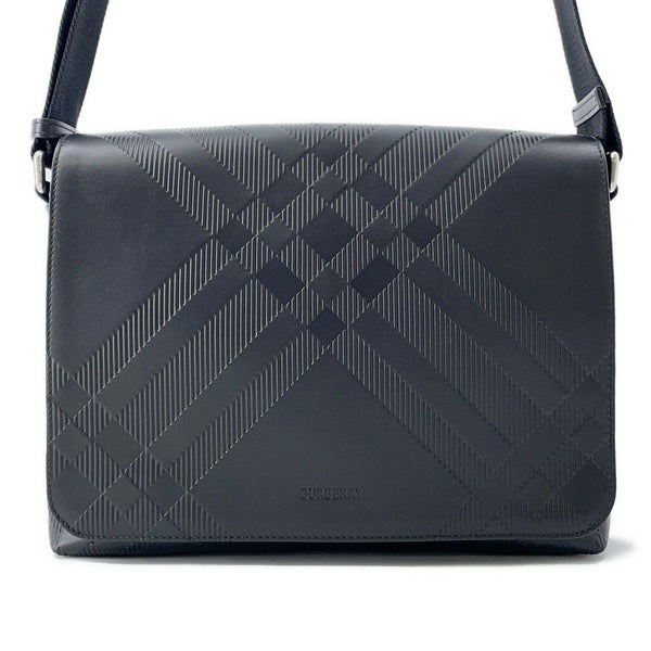 バーバリー ショルダーバッグ エンボスチェック メッセンジャーバッグ カーフレザー 81019221 BURBERRY 黒