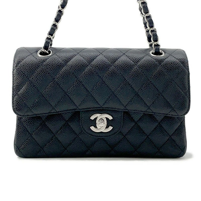 シャネル チェーンショルダーバッグ マトラッセ23 ココマーク ダブルチェーン A01113 CHANEL 黒