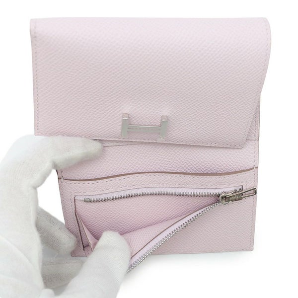 エルメス 三つ折り財布 ベアンコンビネ モーヴペール/シルバー金具 エプソン W刻印 HERMES 財布