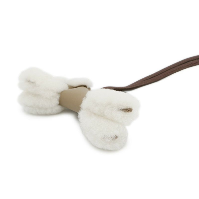 エルメス バッグチャーム バディ エクリュ/ベージュマルファ/テール ラムスキン/ムートン K刻印