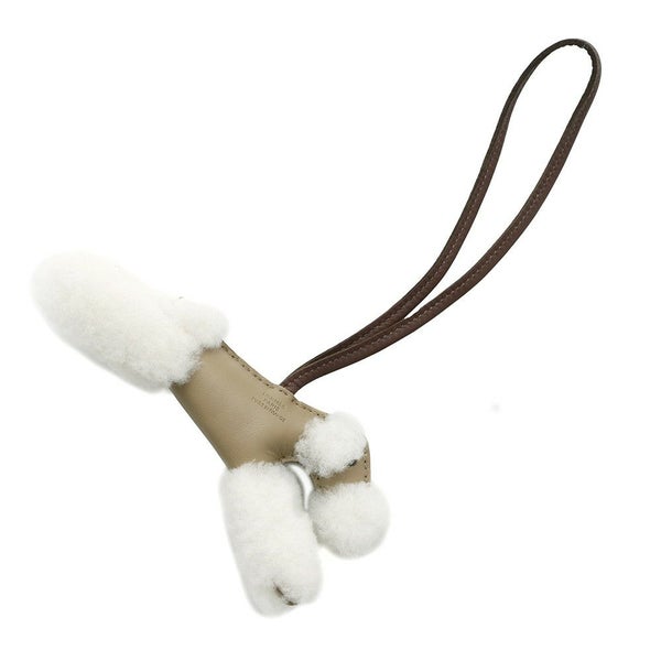 エルメス バッグチャーム バディ エクリュ/ベージュマルファ/テール ラムスキン/ムートン K刻印