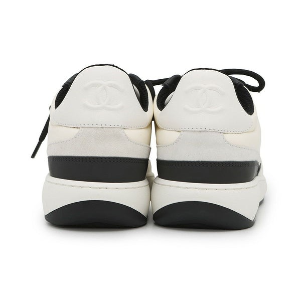 シャネル スニーカー ココマーク レザー スエード レディースサイズ38 G45212 CHANEL 靴 白 黒