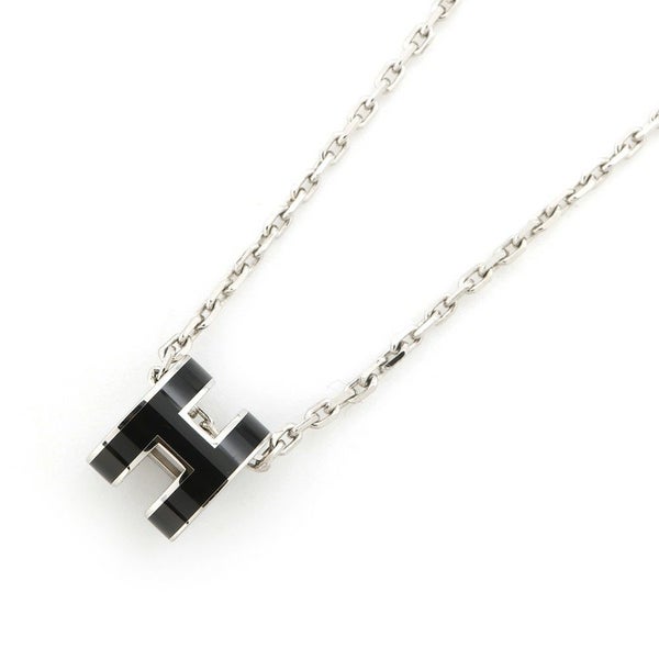エルメス ネックレス ミニ・ポップアッシュ ブラック/シルバー金具 HERMES アクセサリー 黒