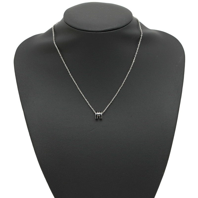 エルメス ネックレス ミニ・ポップアッシュ ブラック/シルバー金具 HERMES アクセサリー 黒