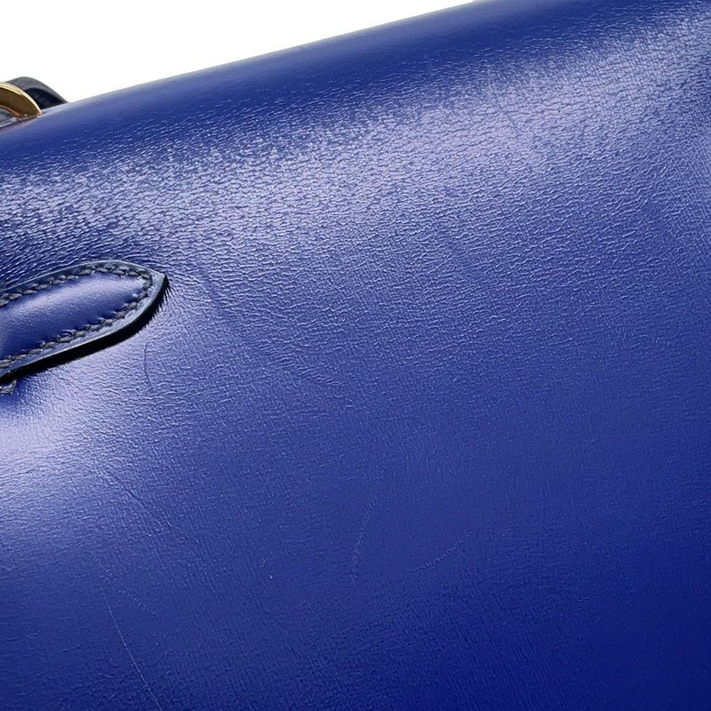 エルメス ショルダーバッグ ミニケリー ブルーサフィール/ゴールド金具 ボックスカーフ 〇O刻印