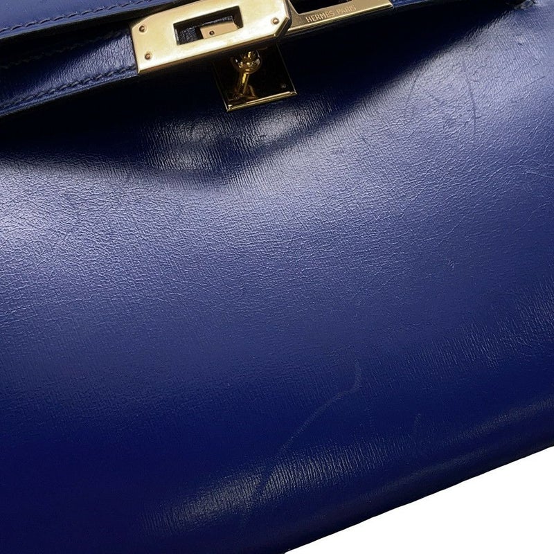 エルメス ショルダーバッグ ミニケリー ブルーサフィール/ゴールド金具 ボックスカーフ 〇O刻印
