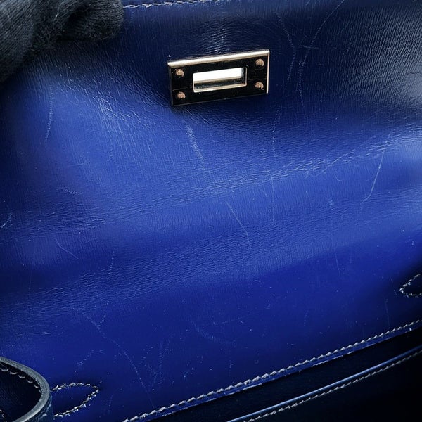 エルメス ショルダーバッグ ミニケリー ブルーサフィール/ゴールド金具 ボックスカーフ 〇O刻印