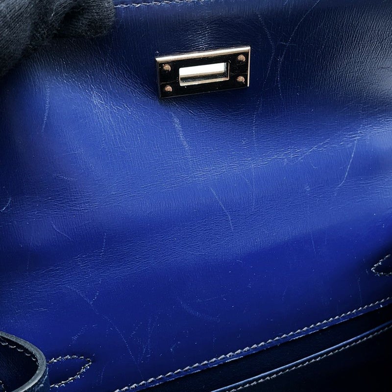 エルメス ショルダーバッグ ミニケリー ブルーサフィール/ゴールド金具 ボックスカーフ 〇O刻印