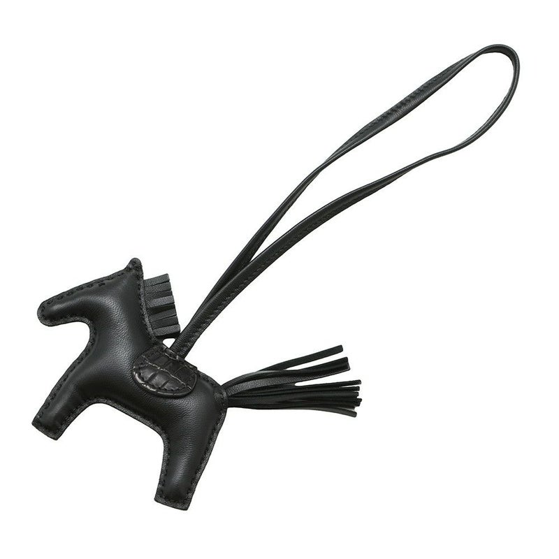 エルメス バッグチャーム ロデオ PM タッチ ブラック ラムスキン/アリゲータマット Z刻印 黒