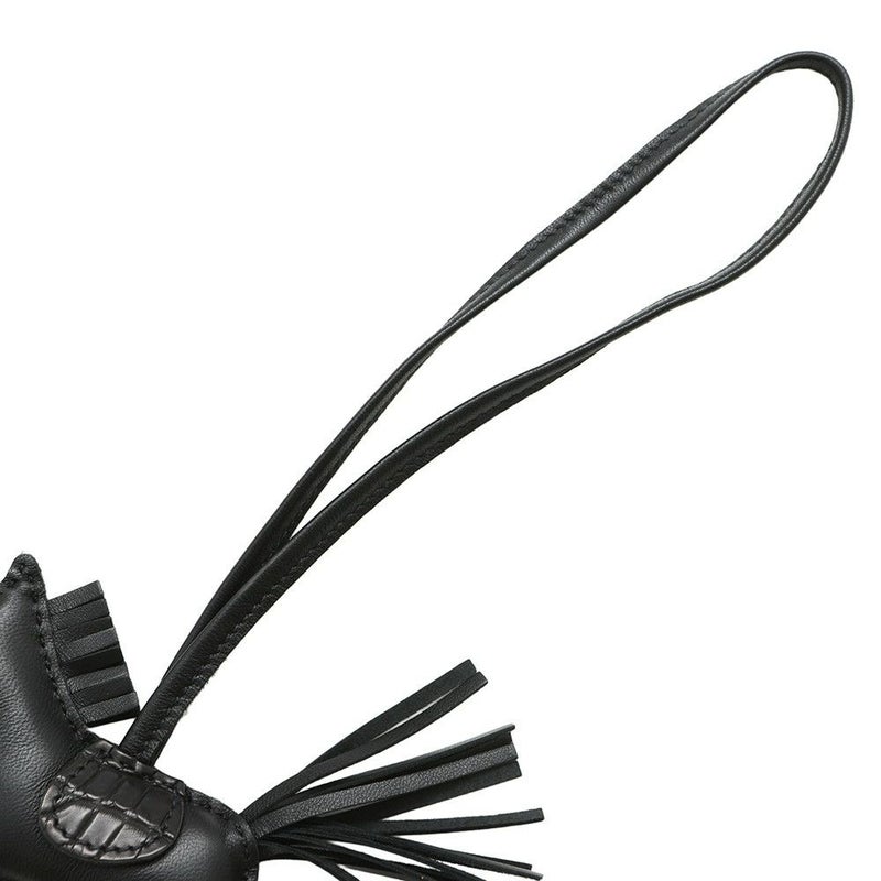 エルメス バッグチャーム ロデオ PM タッチ ブラック ラムスキン/アリゲータマット Z刻印 黒