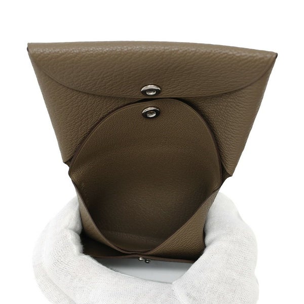 エルメス カードケース カルヴィ デュオ エトゥープ シェブルミゾル W刻印 HERMES 名刺入れ シェーブル