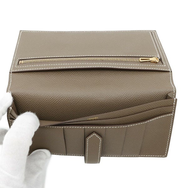 エルメス 長財布 ベアンスフレ エトゥープ/ゴールド金具 エプソン □Q刻印 HERMES 財布
