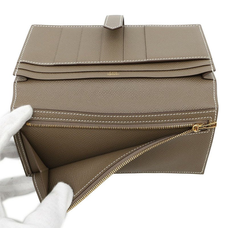 エルメス 長財布 ベアンスフレ エトゥープ/ゴールド金具 エプソン □Q刻印 HERMES 財布