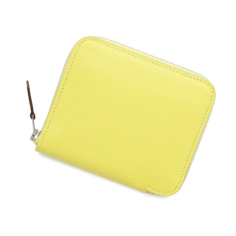 エルメス コインケース アザップコンパクト シルクイン ライム/シルバー金具 エバーカラー B刻印財布
