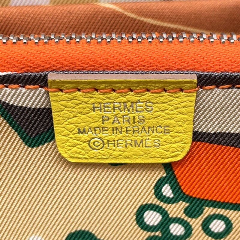 エルメス コインケース アザップコンパクト シルクイン ライム/シルバー金具 エバーカラー B刻印財布