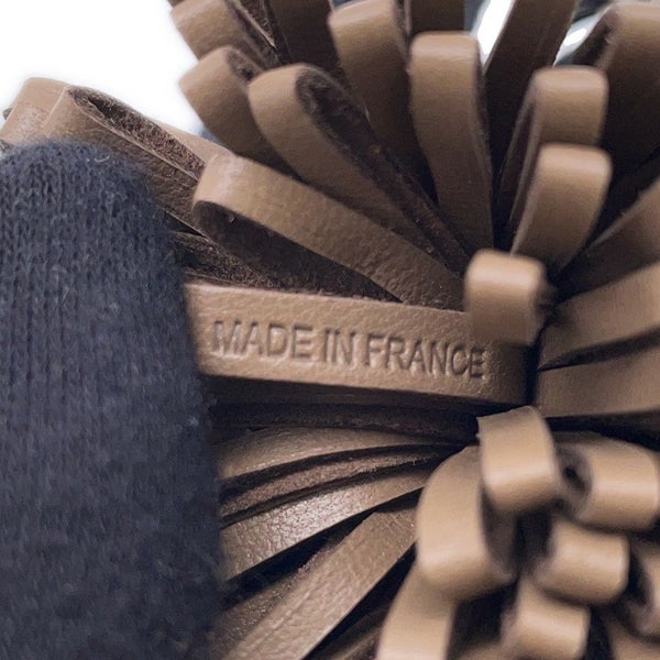 エルメス キーホルダー カルメン ウノドス ブラック/エトゥープ/シルバー金具 ラムスキン HERMES 黒