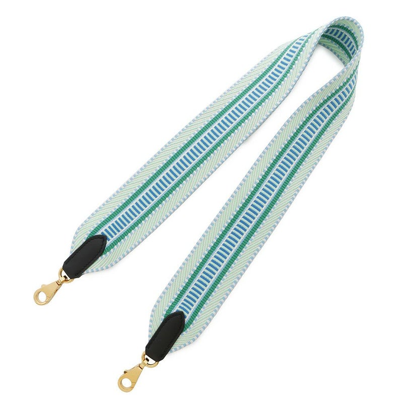 エルメス ショルダーストラップ バンドリエール サングル カヴァル ブルー/グリーン/ゴールド金具 スイフト/キャンバス B刻印