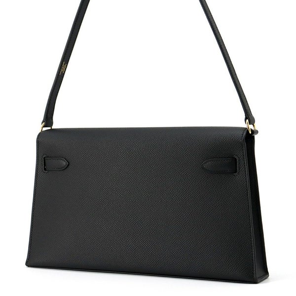 エルメス クラッチバッグ ケリーエラン ブラック/ゴールド金具 エプソン K刻印 2wayショルダー 黒