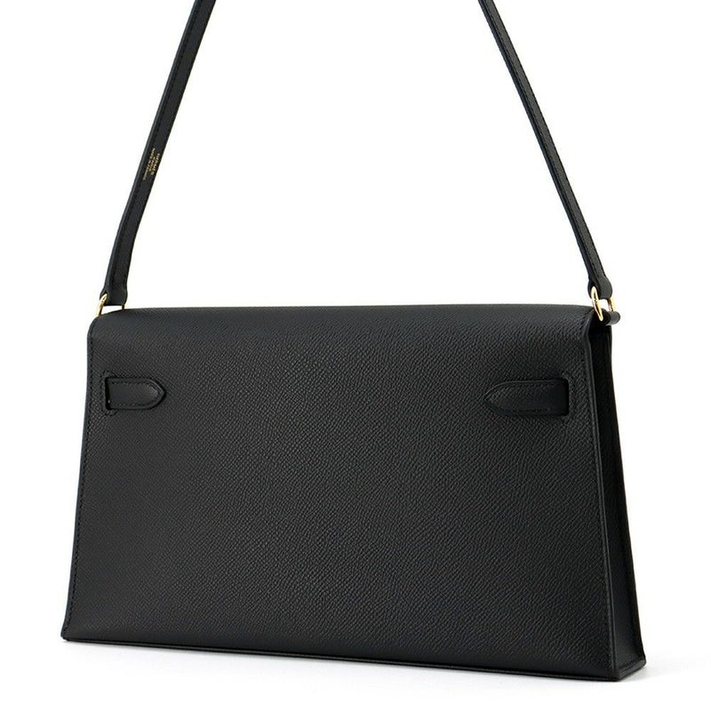 エルメス クラッチバッグ ケリーエラン ブラック/ゴールド金具 エプソン K刻印 2wayショルダー 黒