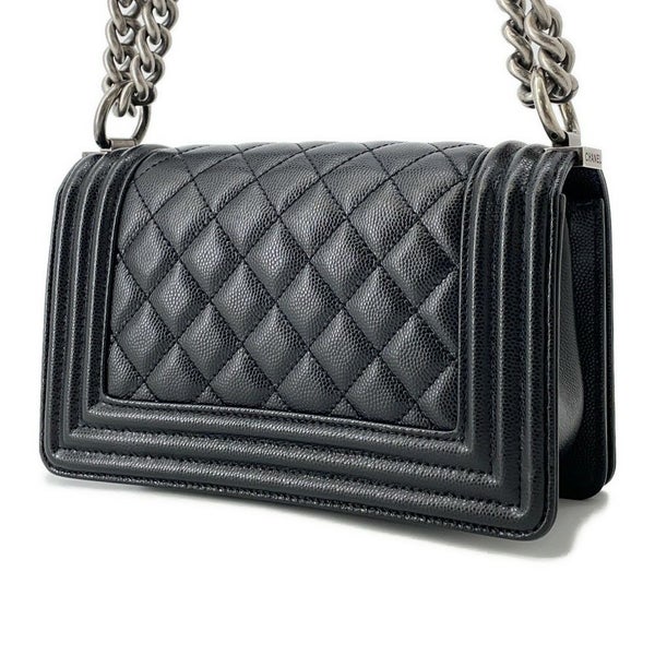 シャネル チェーンショルダーバッグ ボーイシャネル スモール マトラッセ ココマーク キャビアスキン A67085 CHANEL 黒