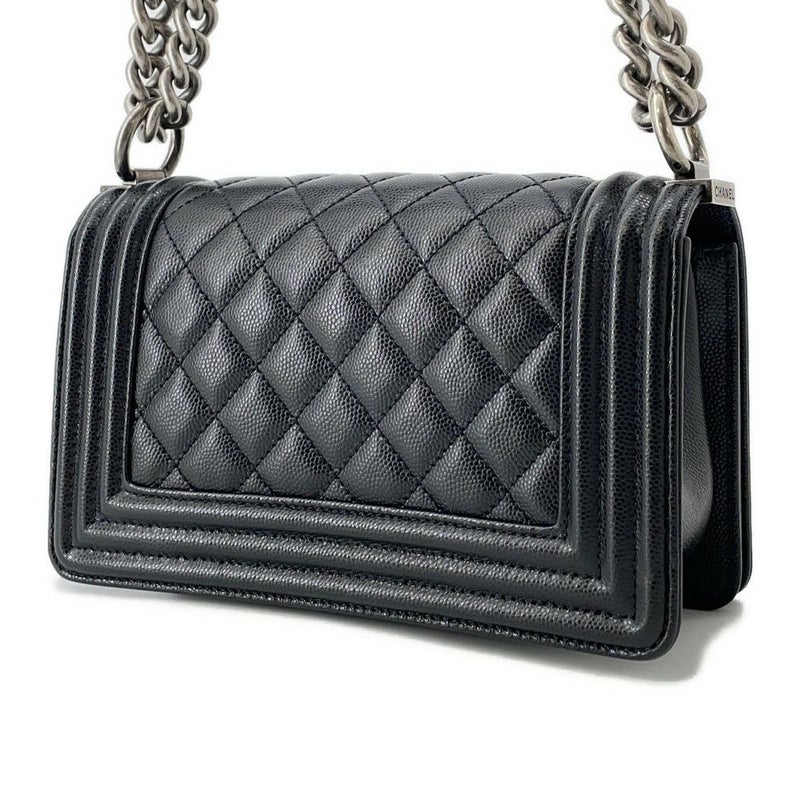シャネル チェーンショルダーバッグ ボーイシャネル スモール マトラッセ ココマーク キャビアスキン A67085 CHANEL 黒
