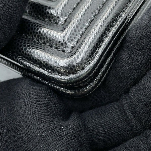 シャネル チェーンショルダーバッグ ボーイシャネル スモール マトラッセ ココマーク キャビアスキン A67085 CHANEL 黒