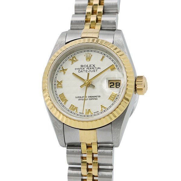 ロレックス デイトジャスト S番 SS/K18YG 69173 ROLEX 腕時計 アイボリーピラミッド文字盤