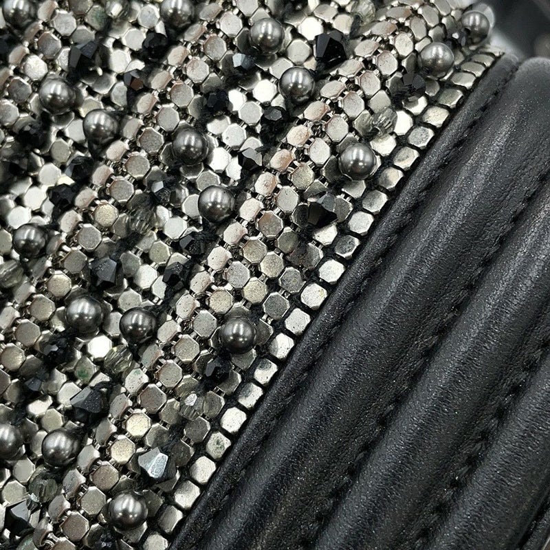 シャネル チェーンショルダーバッグ ボーイシャネル スモール ココマーク ビジュー ラムスキン A67085 CHANEL 黒