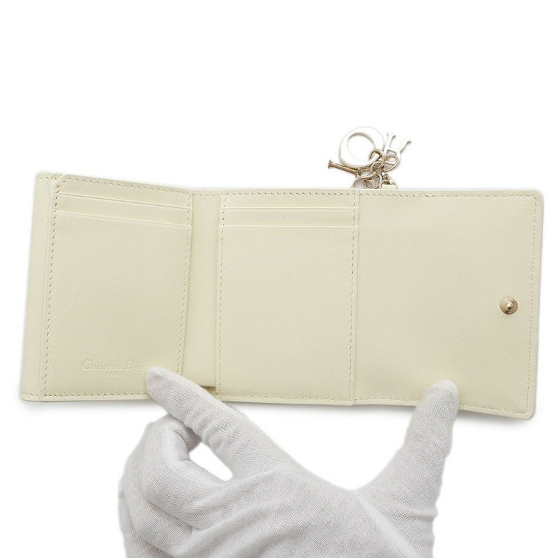 クリスチャン・ディオール 三つ折り財布 レディディオール ロータスウォレット カナージュ S0181ONIW バイカラー 日本限定