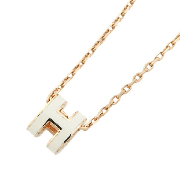 エルメス ネックレス ミニ・ポップアッシュ ホワイト/ピンクゴールド金具 HERMES アクセサリー 白