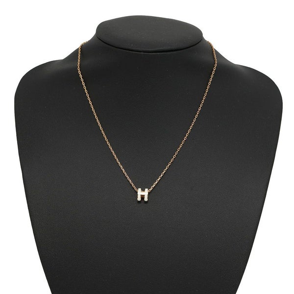 エルメス ネックレス ミニ・ポップアッシュ ホワイト/ピンクゴールド金具 HERMES アクセサリー 白