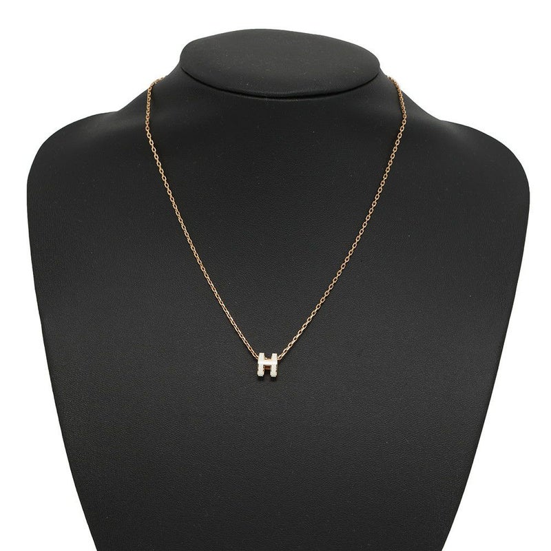 エルメス ネックレス ミニ・ポップアッシュ ホワイト/ピンクゴールド金具 HERMES アクセサリー 白
