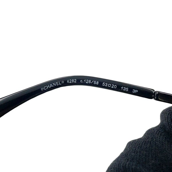 シャネル サングラス ロゴ パント シェイプ 53□20 135 4282 CHANEL アイウェア 黒