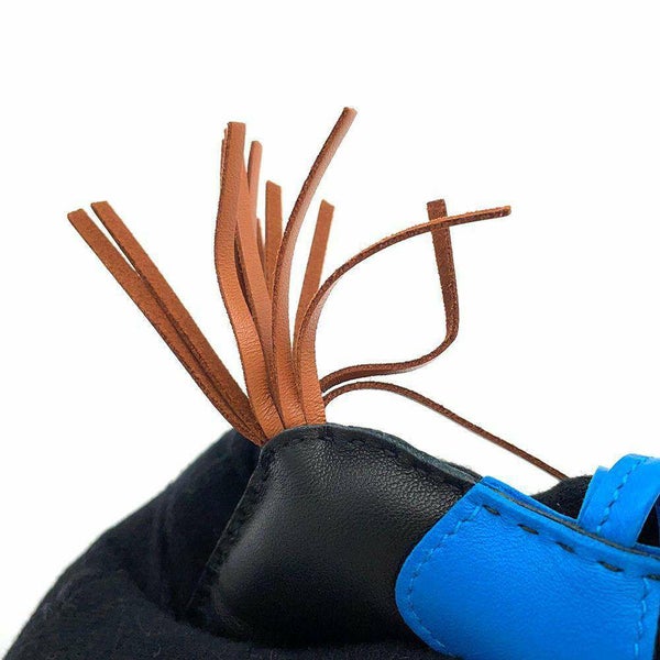 エルメス バッグチャーム ロデオ MM ブラック/ブルーザンジバル/ゴールド ラムスキン Y刻印