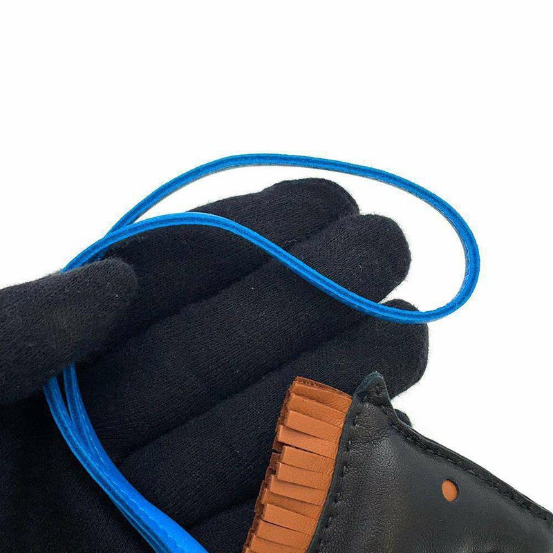 エルメス バッグチャーム ロデオ MM ブラック/ブルーザンジバル/ゴールド ラムスキン Y刻印