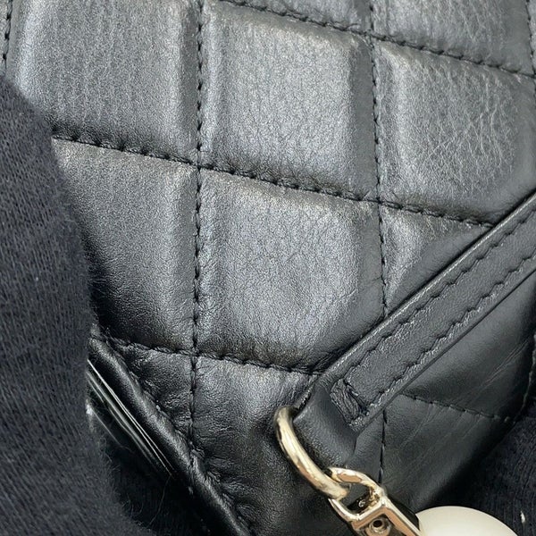 シャネル パールチェーンショルダーウォレット マトラッセ ココマーク ラムスキン AP1839 CHANEL 黒