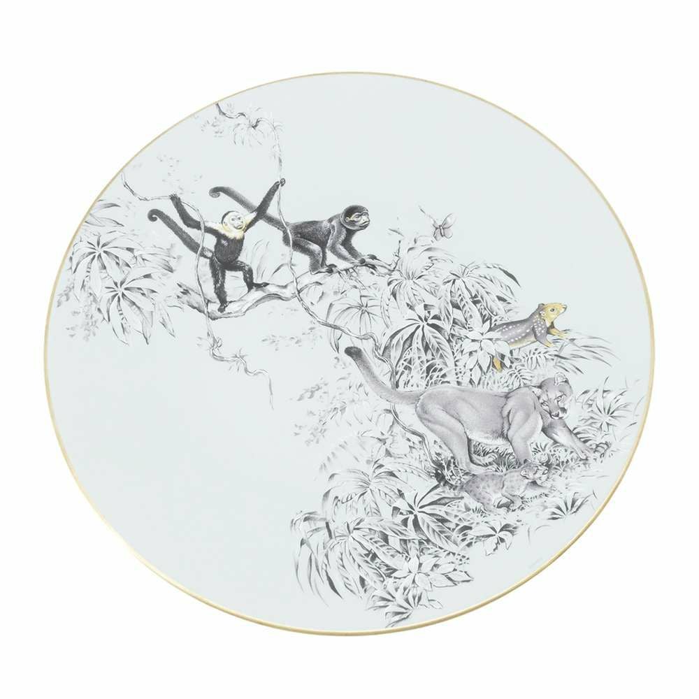 Hermes 新品 皿 23センチ 2枚セット 動物柄 エルメス プレート 赤道直下のスケッチ アニマル 陶器 HERMES 皿