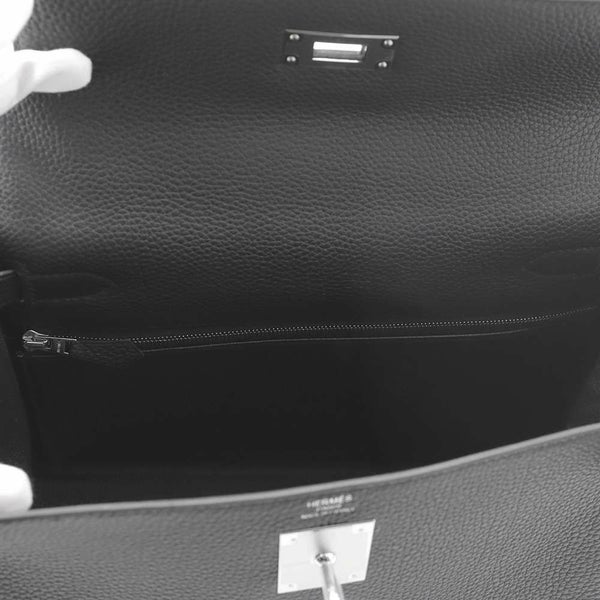 エルメス ハンドバッグ ケリー28 内縫い ブラック/シルバー金具 トゴ W刻印 2wayショルダー 黒