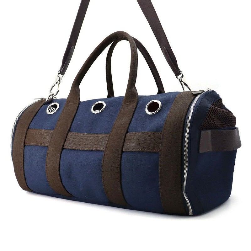 エルメス ドッグキャリーバッグ ネイビー/シルバー金具 キャンバス U刻印 HERMES 小型ペットキャリー