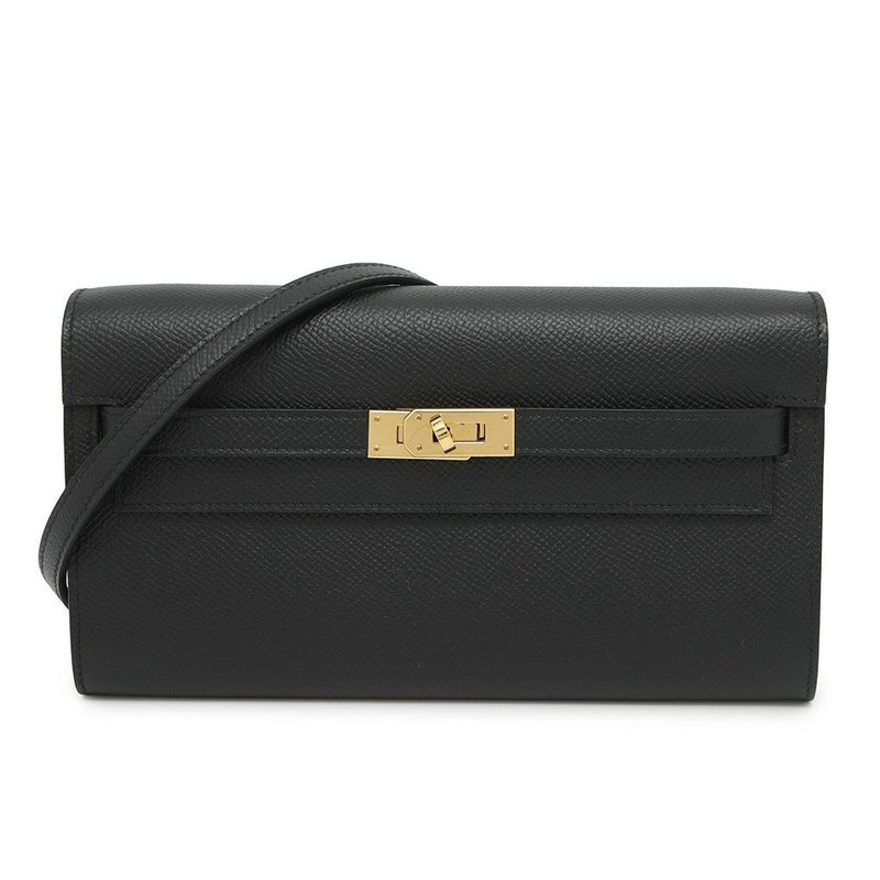 エルメス ケリーウォレット ロング トゥーゴー ブラック/ゴールド金具 エプソン U刻印 HERMES 財布 黒